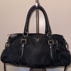 Authentic Prada BN2032 Tessuto Nylon & Soft Calf Leather Trim Convertible Bag
